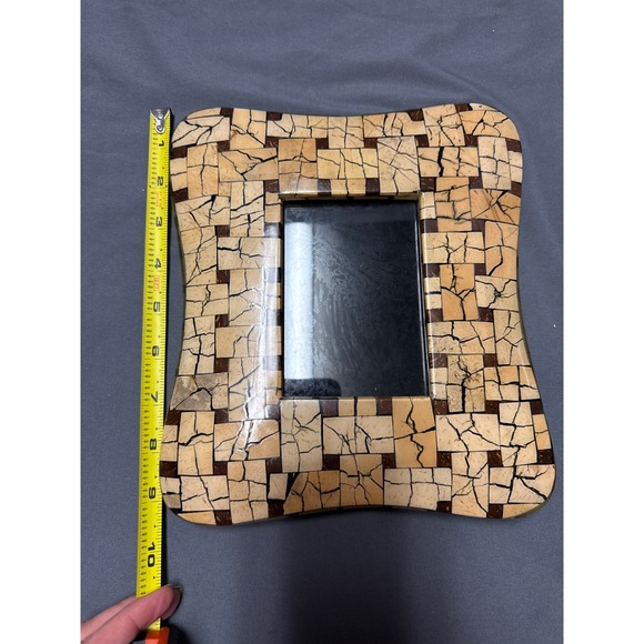 Natural Bone and Coconut Shell Mosaic Picture Frame 4x6 Tabletop Decor Cream - Picture 7 of 8